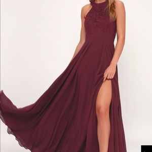 Lulu’s Burgundy Lace Maxi Dress
